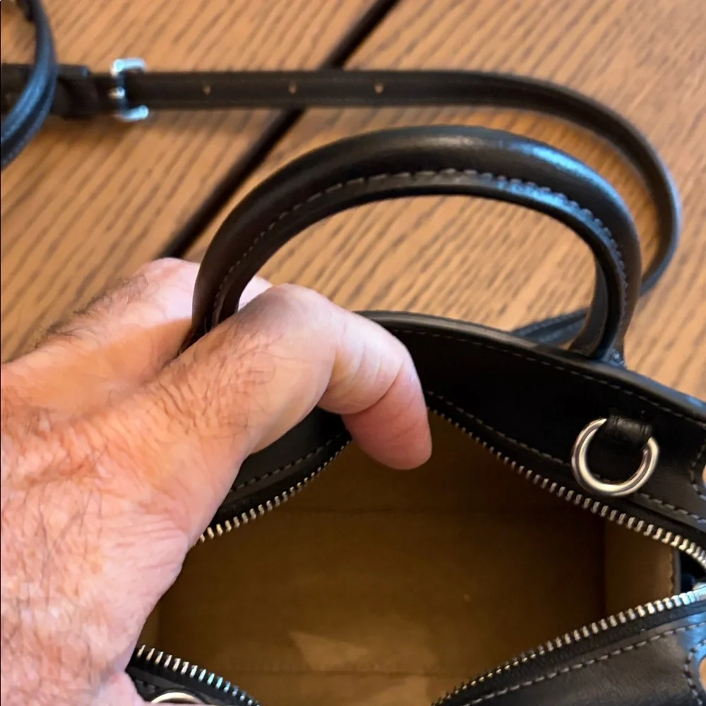 Coach 🌲 Andrea Mini Carryall in Monogram Black and Cream Leather - Picture 9 of 13